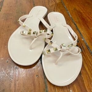 Women's Cream Sandals with Gold Accents